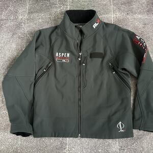 Women's Ralph Lauren RLX Light Gray Soft Shell Fleece Lined Zip Up Jacket Sz L